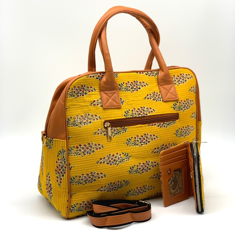 Kantha Stitch Satchel And Wallet Set